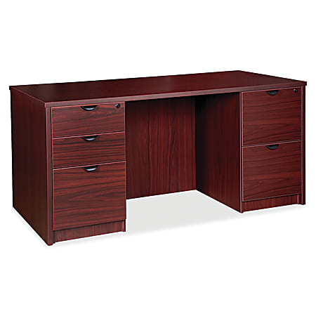 Lorell® Prominence 2.0 66"W Double-Pedestal Computer Desk, Mahogany
