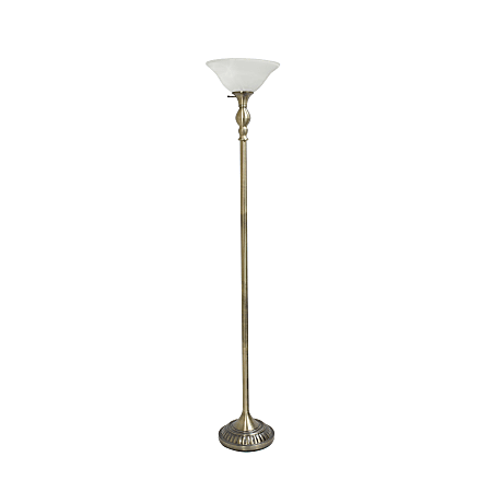Lalia Home Classic 1-Light Torchiere Floor Lamp, 71"H, Antique Brass/White