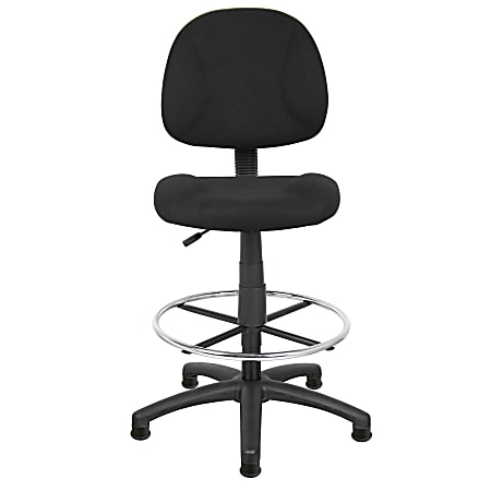 Boss Office Products Fabric Ergonomic Drafting Stool With Back, Black
