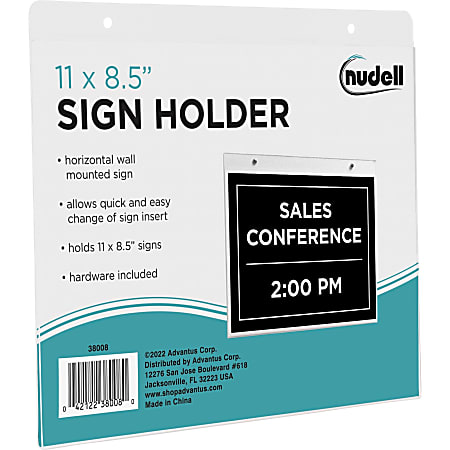 NuDell Acrylic Sign Holder, 11" x 8 1/2", Clear