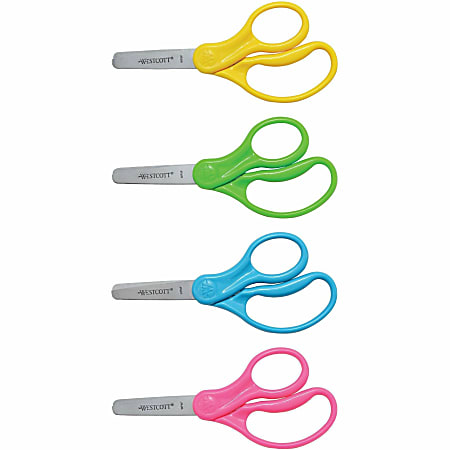 Westcott School 5 Blunt Lefty Scissors 5 Overall Length Left Stainless  Steel Blunted Tip Bright Assorted 1 Each - Office Depot