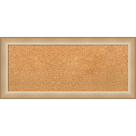 Amanti Art Rectangular Non-Magnetic Cork Bulletin Board, Natural, 33” x 15”, Eva Ombre Gold Narrow Plastic Frame