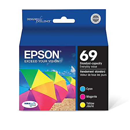 Epson® 69 DuraBrite® Ultra Cyan, Magenta, Yellow Ink Cartridges, Pack Of 3, T069520