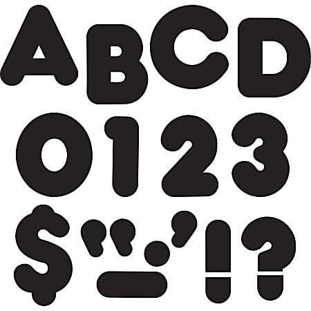 Trend 3" Casual Uppercase Ready Letters - 83, 28 (Capital Letter, Punctuation Marks) Shape - Casual Style - Reusable, Precut - 3" Height x 9" Length - Black - Paper - 1 Pack