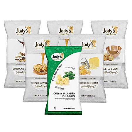 Jody's Popcorn Sampler Popcorn, 2.2 Oz, Pack Of 6 Bags