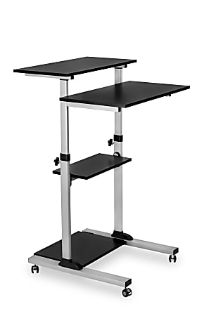 Mount-It! MI-7940 Mobile Stand-Up Desk, 30-1/2"H x 37"W x 4-1/4"D, Silver