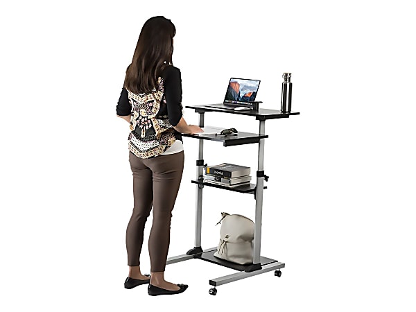 Mount It Stand Up Desk Mobile Workstation 30 12 H x 37 W x 6 D Silver -  Office Depot