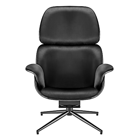 Eurostyle Lennart Faux Leather And Fabric Swivel Lounge Guest Chair, Black