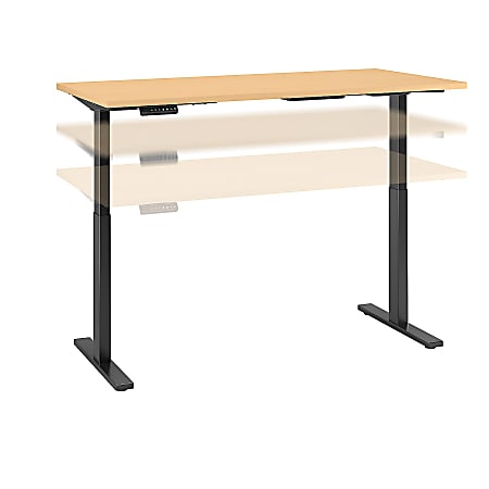 Bush Business Furniture Move 60 Series 60"W x 24"D Height Adjustable Standing Desk, Natural Maple/Black Base, Standard Delivery