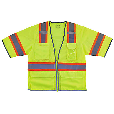 Ergodyne GloWear® Safety Vest, 2-Tone Hi-Vis Surveyor 8346Z, Class 3, 2X/3X, Lime