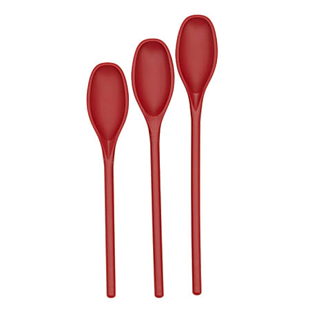 Bradshaw Good Cook Mixing Spoons, Assorted Sizes, Red, Pack Of 3 Spoons