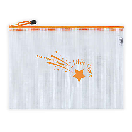 Custom 1-Color Printed Medium Document Size, Mesh PolyWeave® Zipper Case/Pouch/Bag, 9-1/4" X 13-1/4", Box Of 60