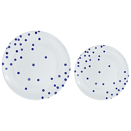 Amscan Round Hot-Stamped Plastic Plates, Bright Blue, Pack Of 20 Plates