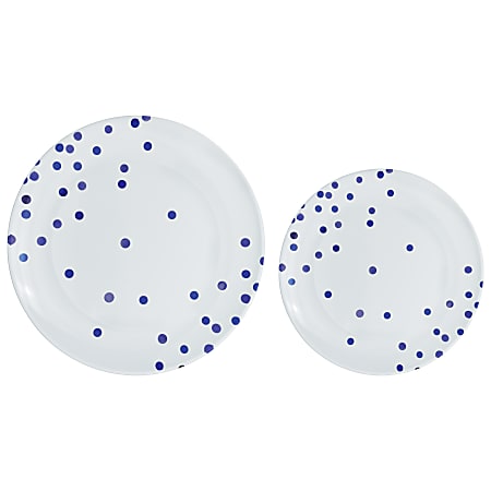 Amscan Round Hot-Stamped Plastic Plates, Bright Blue, Pack