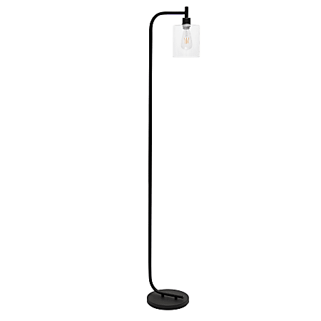 Simple Designs Iron Floor Lamp, 67”H, Black Base/Clear Shade