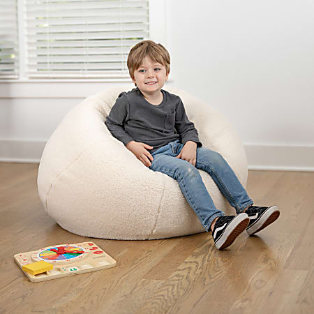 Flash Furniture Small Bean Bag Chair For Kids And Teens Natural Sherpa ODP Business Solutions