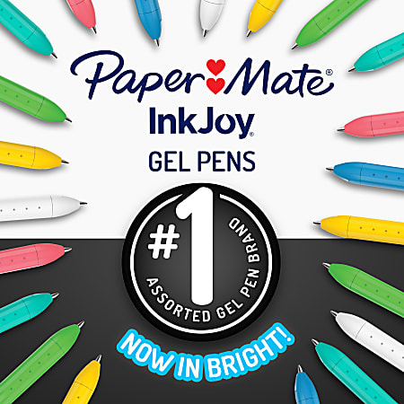 InkJoy Gel Bright Retractable Pen, Medium 0.7 mm, White Ink, White Barrel, 3/Pack