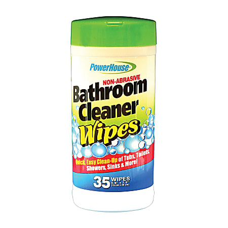 PowerHouse® Bathroom Cleaner Wipes, Carton Of 35