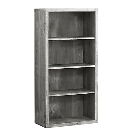Monarch Specialties 48&quot;H 4-Shelf Adjustable Bookcase, Gray