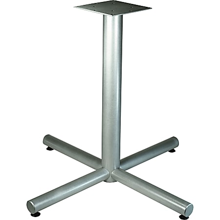 Lorell Hospitality Cafe-Height Table X-Leg Base, Metallic Silver X-shaped Base, 30"H x 36"W x 36"D, Assembly Required
