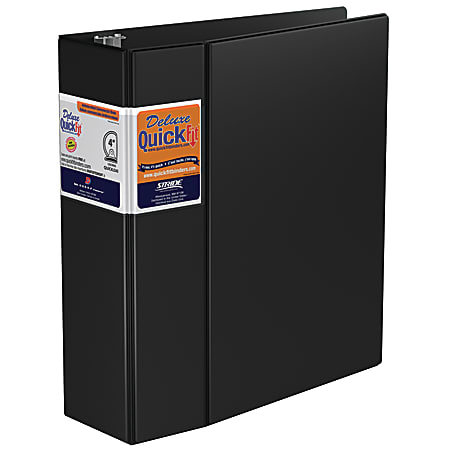 Stride® QuickFit® Space-Saving Commercial 3-Ring Binder, 4" D-Rings, 39% Recycled, Black