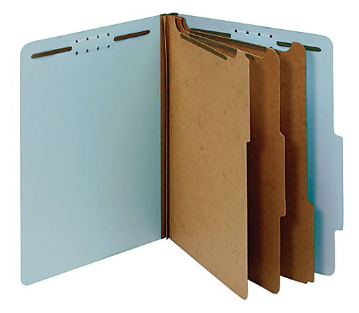 Office Depot® Brand Classification Folders, 3-1/2" Expansion, 3 Dividers, 8 1/2" x 11", Letter, Blue, Box of 1