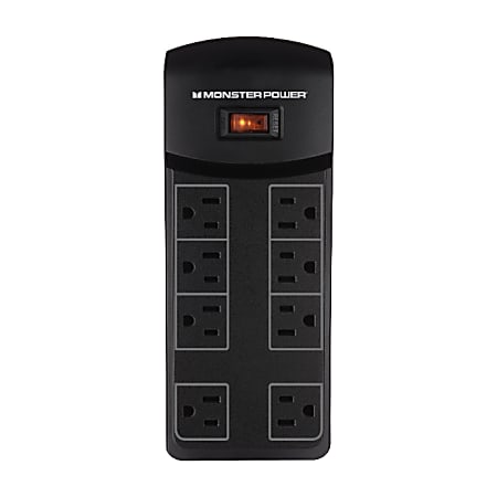 Monster Essentials 800 8-Outlet Surge-Protector Power Strip, 4' Cord, Black