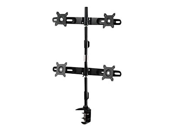 Amer Mounts Clamp Based Quad Monitor Mount for four 15"-24" LCD/LED Flat Panel Screens - Supports up to 17.6lb monitors, +/- 20 degree tilt, and VESA 75/100