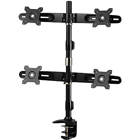 Amer Mounts Clamp Based Quad Monitor Mount for four 15"-24" LCD/LED Flat Panel Screens - Supports up to 17.6lb monitors, +/- 20 degree tilt, and VESA 75/100