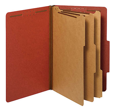 Office Depot® Brand Classification Folder, 3 Dividers, Legal Size (8-1/2" x 14"), 3-1/2" Expansion, Red
