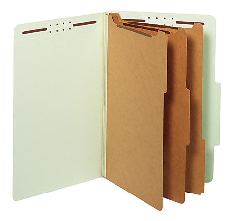Office Depot® Classification Folder, 3 Dividers, Legal Size (8-1/2" x 14"), 3-1/2" Expansion, Light Green