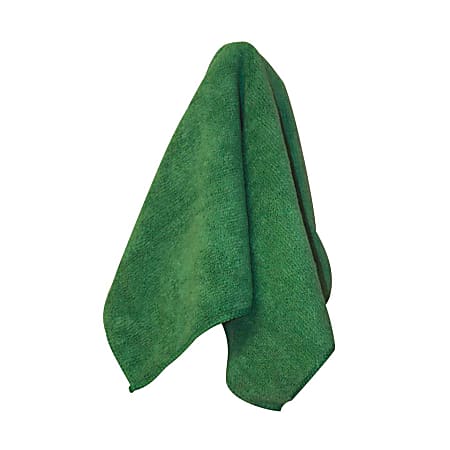 Microfiber Technologies™ All-Purpose Microfiber Cleaning Cloths, 16" x 16", Green, 12 Cloths Per Bag, Case Of 15 Bags