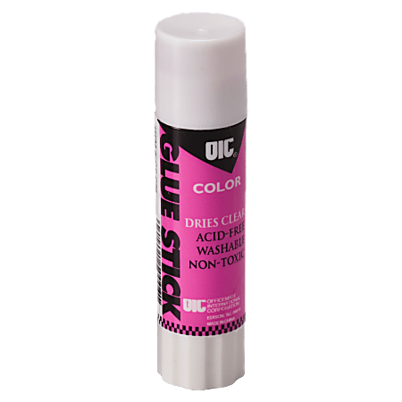 OIC Disappearing Color Glue Sticks - 0.28 oz - Fabric, Polystyrene - Washable, Acid-free - 1 Each - Purple, Clear