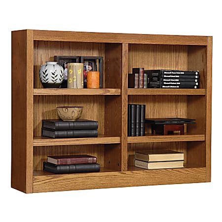 Concepts In Wood Double-Wide Bookcase, 6 Shelves, Dry Oak