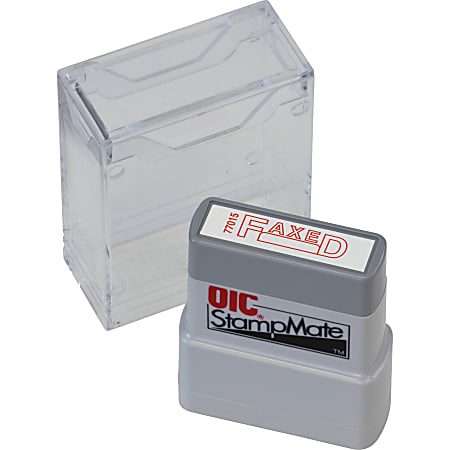 OIC Self-inking Fax/Date Stamp - Message/Date Stamp - "FAXED" - 1.50" Impression Width x 0.50" Impression Length - Red - 1 Each