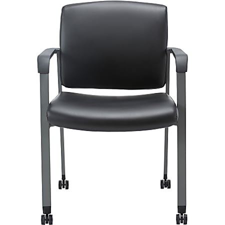 Boss Square Back Stool - Black Vinyl Seat - Black Back - Black Frame - Armrest - 1 Each