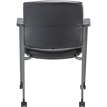 Boss Square Back Stool - Black Vinyl Seat - Black Back - Black Frame - Armrest - 1 Each