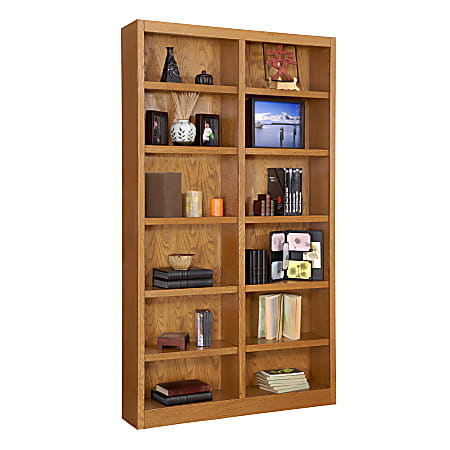 Concepts In Wood Double-Wide Bookcase, 12 Shelves, Dry Oak