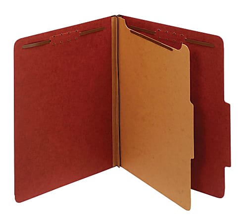 Office Depot® Classification Folder, 1 Divider, Letter Size (8-1/2" x 11"), 1-3/4" Expansion, Red