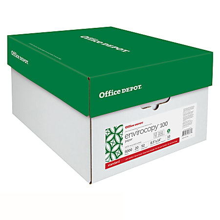 Office Depot® EnviroCopy® Paper, Legal Size (8 1/2" x 14"), 20 Lb, 100% Recycled, FSC® Certified, Ream Of 500 Sheets, Case Of 10 Reams
