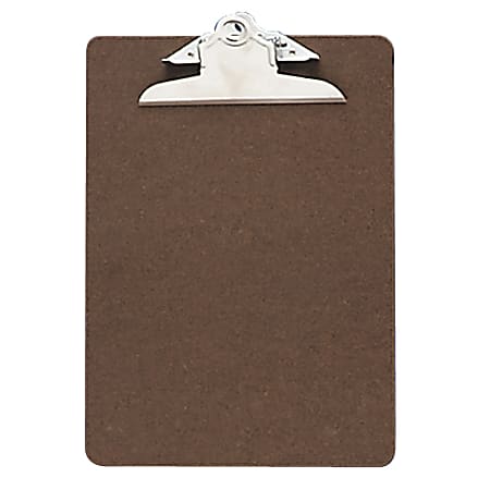 OIC® 100% Recycled Hardboard Clipboard, Memo Size, 6" x 9", Brown