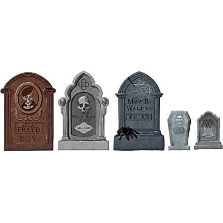 Amscan Halloween Foam Tombstones, Multicolor, Pack Of 5 Tombstones