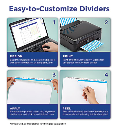 Avery Index Maker Extra Wide Tab Dividers 5 Tab White ...