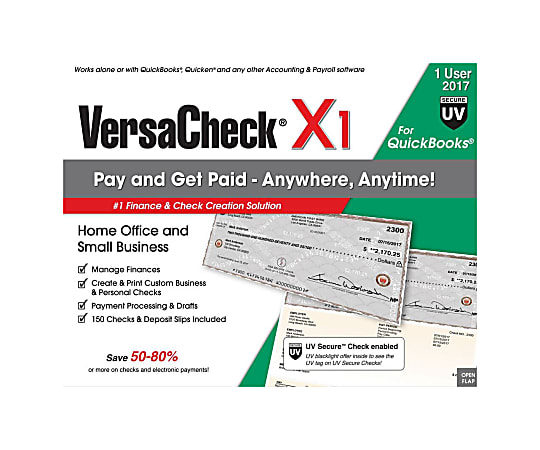 VersaCheck® X1 For QuickBooks® UV Secure 2017, Traditional Disc