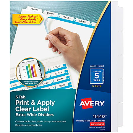 Avery Print and Apply Clear Label Extra Wide Dividers with ...