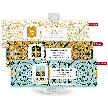 Custom Printed 1, 2 or 3 Color Water Bottle Labels, Rectangle, 2-1/2” x 8”, Box Of 250 Labels