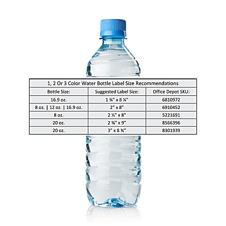 Water Bottle Labels - Water and Fade Resistant, Different Size Options