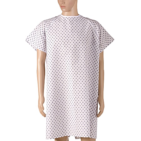 DMI® Convalescent Hospital Gown With Back Ties, Adult, Print