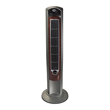 Lasko Wind Curve Oscillating Tower Fan With Ionizer, 42" x 13" x 13", Brown/Silver