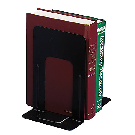 OIC® Standard Metal Bookends, Non-Skid, 9"H, Black